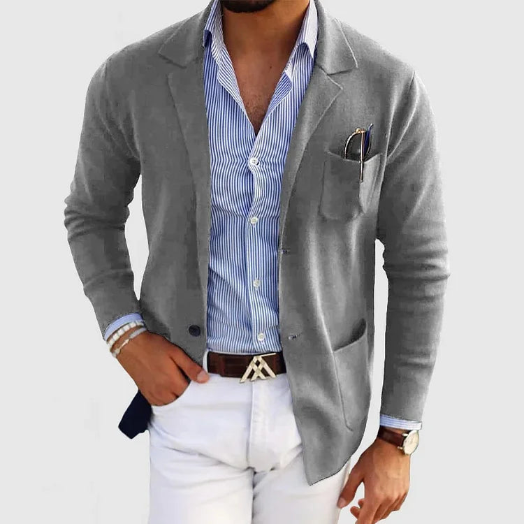 Maad - Zachte Cardigan Vest met Lange Mouwen en Kraag voor Mannen