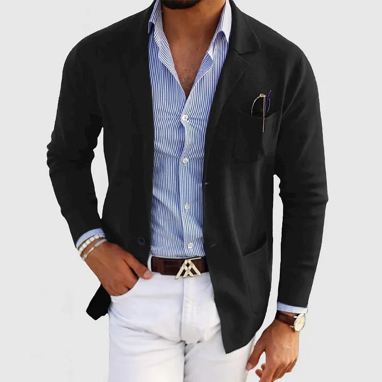 Maad - Zachte Cardigan Vest met Lange Mouwen en Kraag voor Mannen
