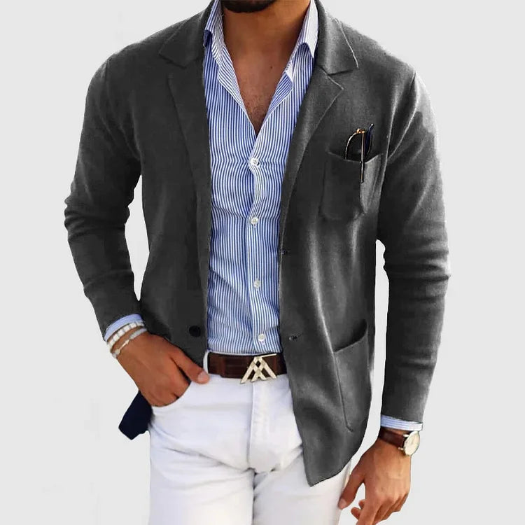 Maad - Zachte Cardigan Vest met Lange Mouwen en Kraag voor Mannen
