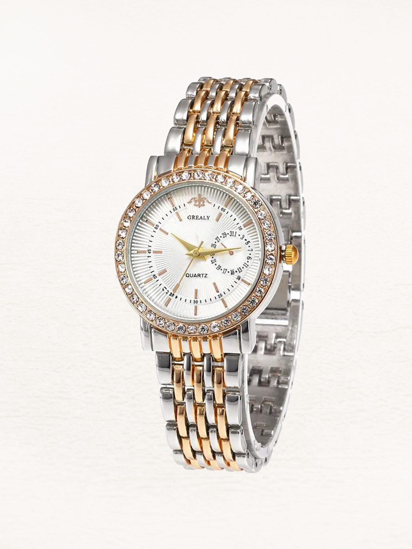 Anouk - RVS Dameshorloge met Zirkonia Goud-Zilver Wit