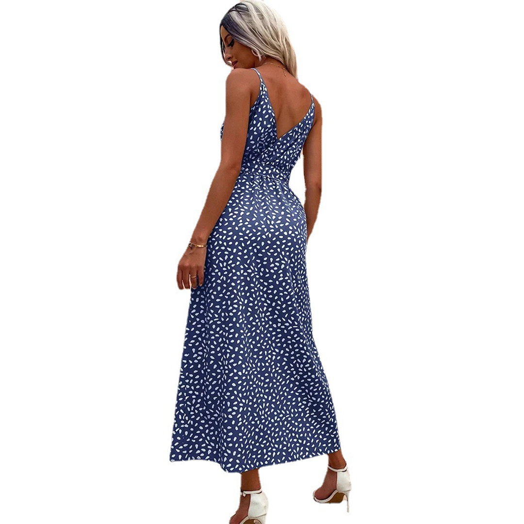 Merel - Vrouwen Gestippelde Maxi Dress