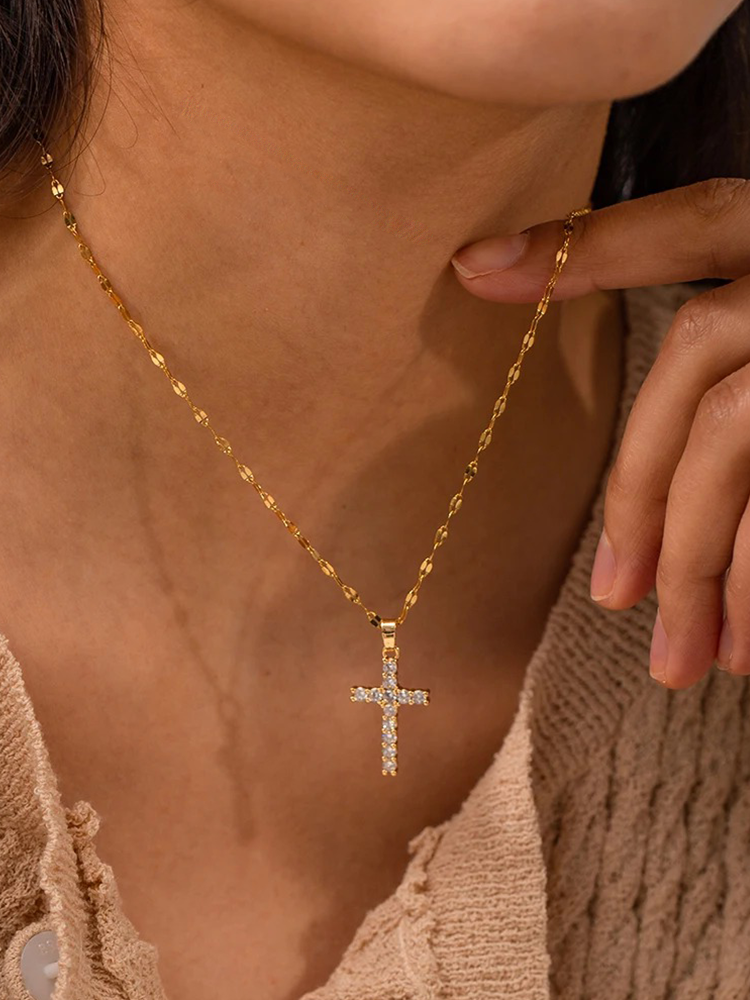 Ninka - Zirkonia Kruis Ketting Goud