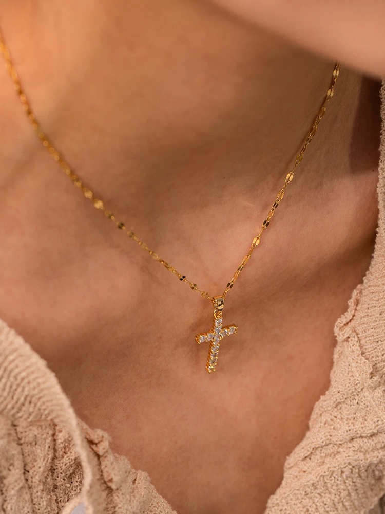 Ninka - Zirkonia Kruis Ketting Goud