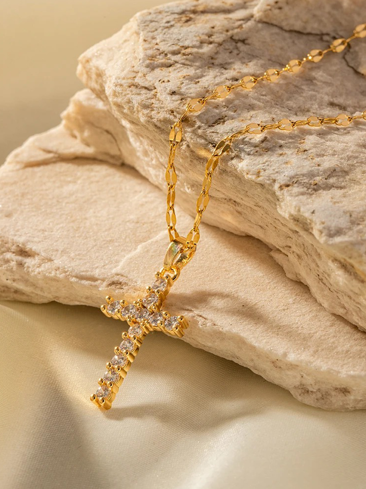 Ninka - Zirkonia Kruis Ketting Goud