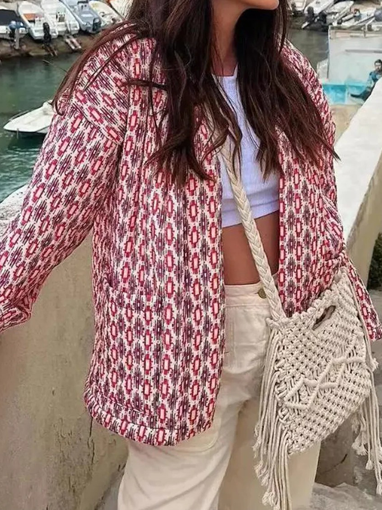 Liva - Gewatteerde Jas Dames | Quilt Jack Met Print | Stijlvol Vrouwen Jasje