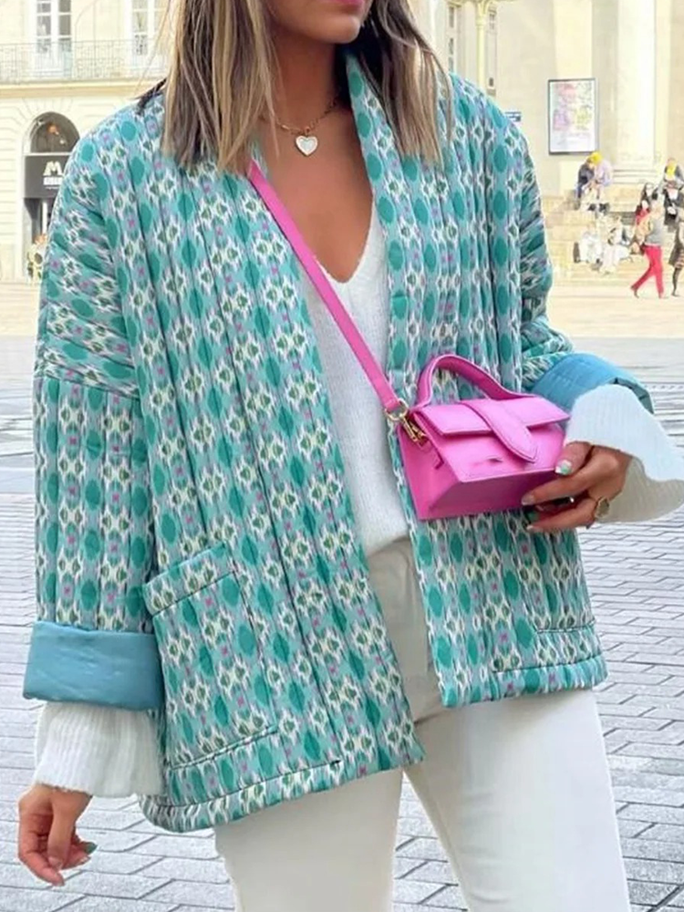 Liva - Gewatteerde Jas Dames | Quilt Jack Met Print | Stijlvol Vrouwen Jasje