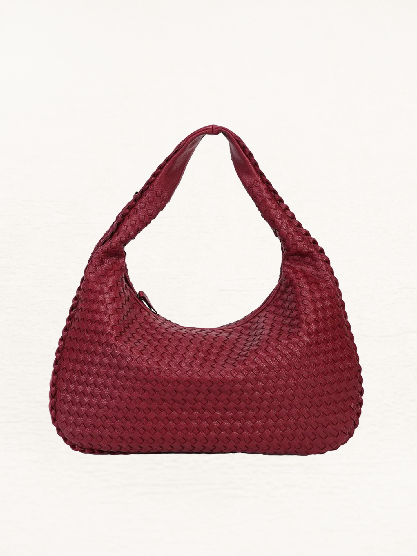 Anouk - Gevlochten Schoudertas voor Dames | Handtas | Designer Tas in Burgundy Rood