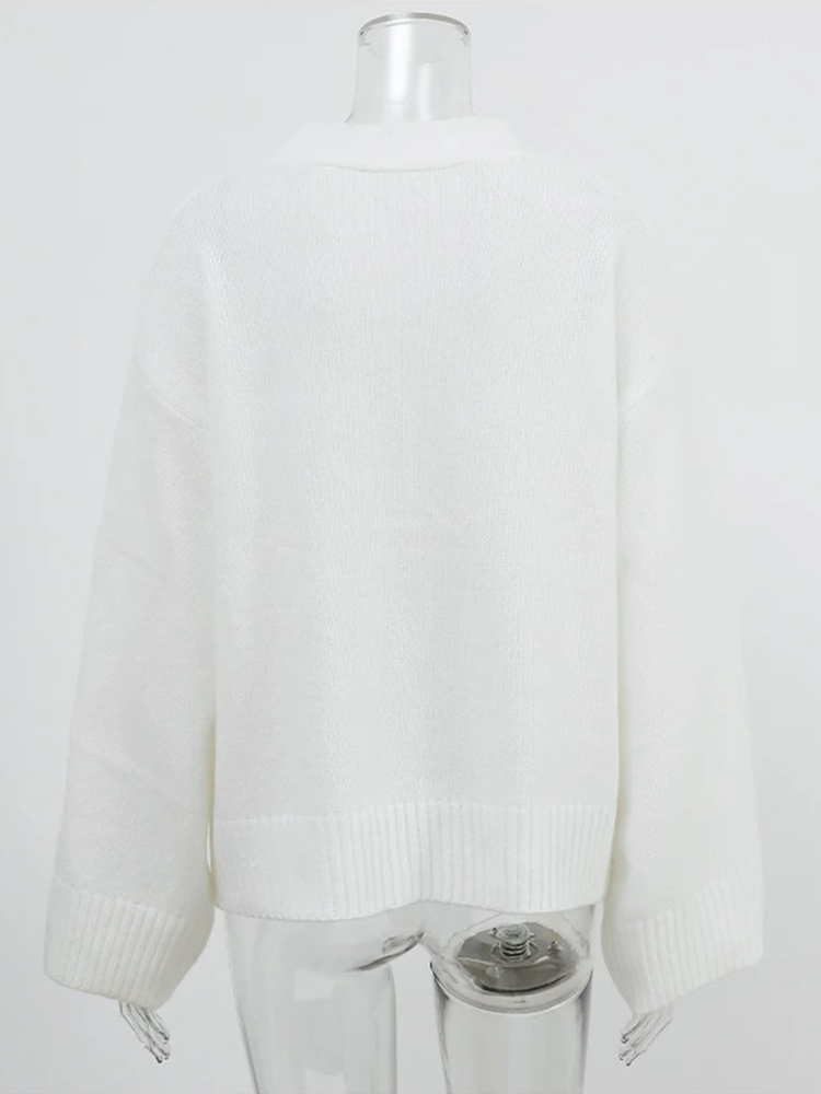 Elin - Elegant Dames Vest | Vest met Knopen | Sweater voor Vrouwen in Bruin/Wit