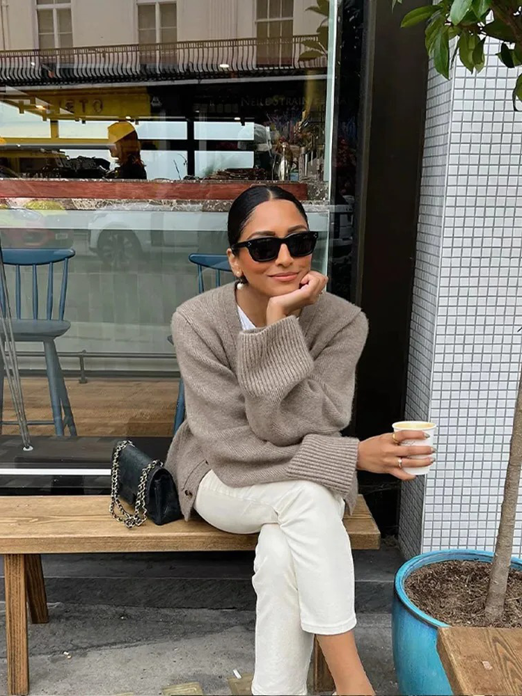 Marijke - Cardigan Sweater voor Dames | Vest met Zakken voor Vrouwen | Knoopvest in Khaki
