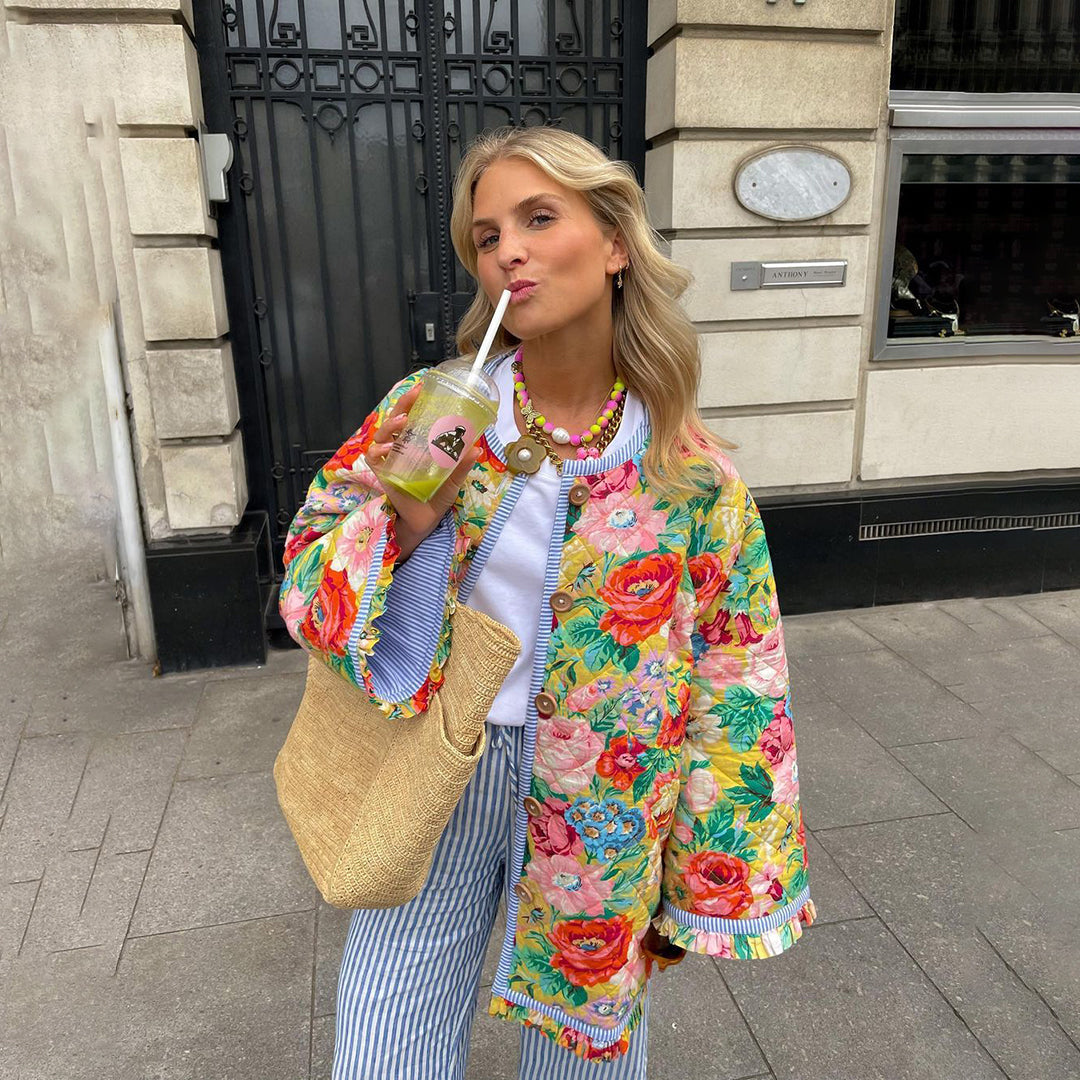 Ella - Gewatteerd Vest met Bloemenprint