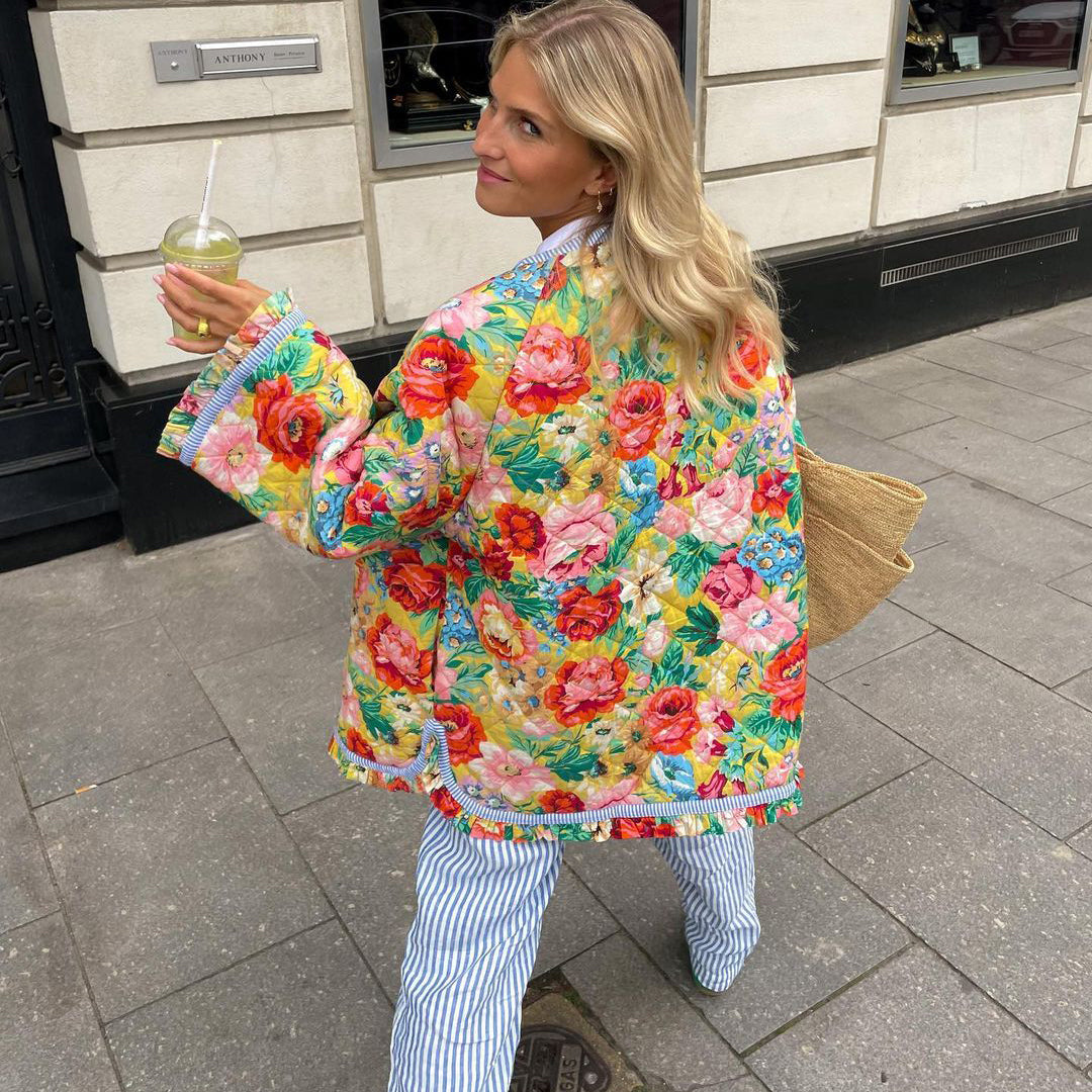Ella - Gewatteerd Vest met Bloemenprint
