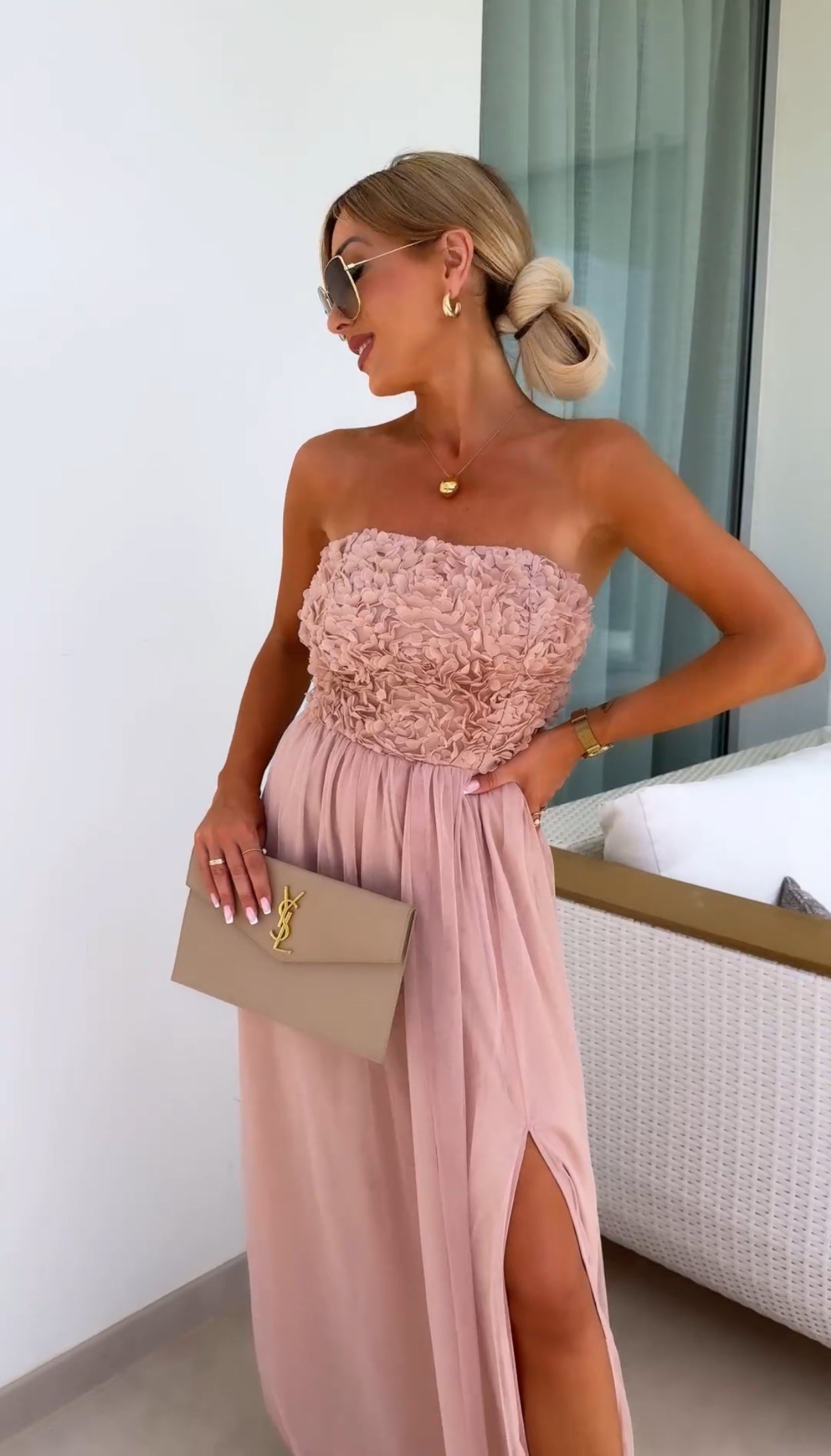 Amélie - Straploze Maxi Jurk met Kant