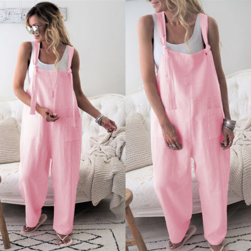 Clairye - Zwarte Katoen-Linnen Jumpsuit met Zakken