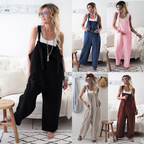 Clairye - Zwarte Katoen-Linnen Jumpsuit met Zakken