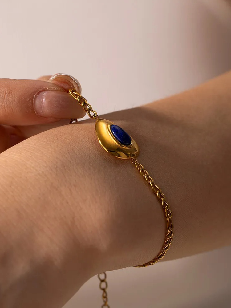 Maria - Hanna Lapis Lazuli Edelsteen Armband Goud