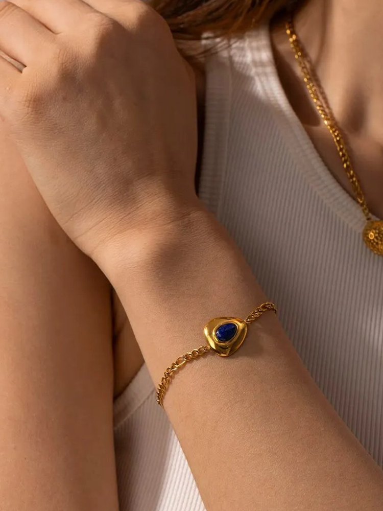 Maria - Hanna Lapis Lazuli Edelsteen Armband Goud