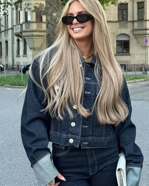 Lena - Spijkerjasje en Wide-Leg Jeans Set