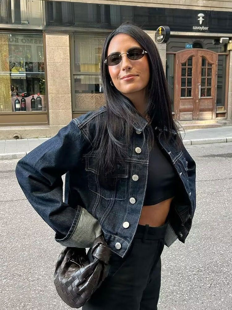 Lena - Spijkerjasje en Wide-Leg Jeans Set