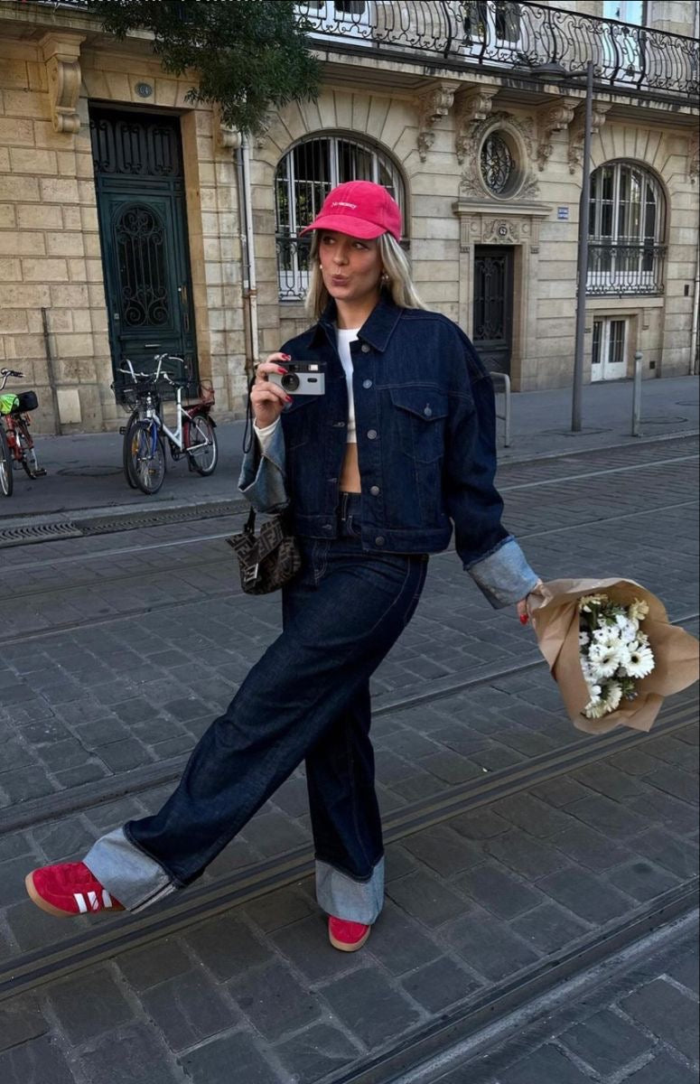 Lena - Spijkerjasje en Wide-Leg Jeans Set