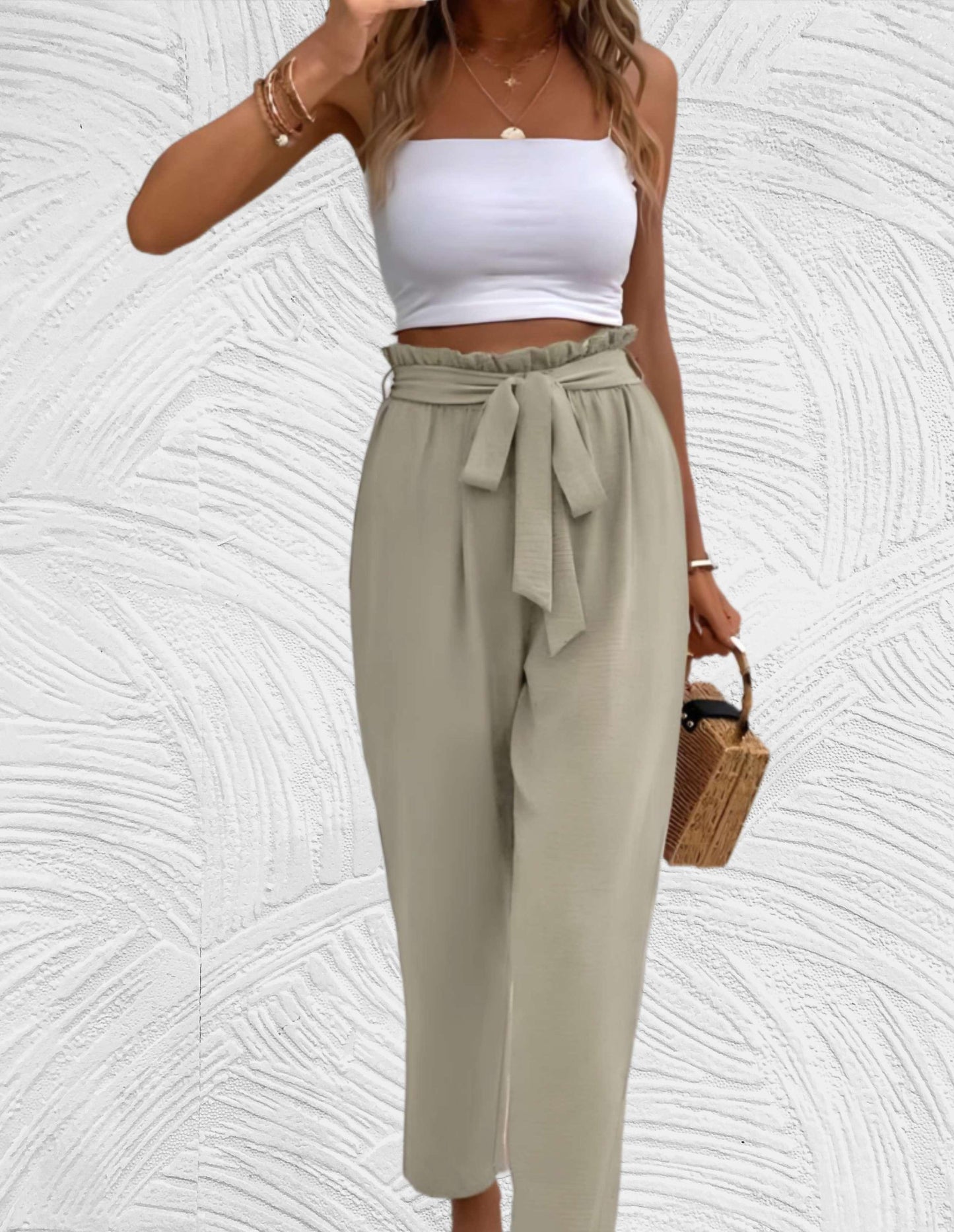 Jana - Hoge Taille Pantalon Broek met Verstelbare Band voor Dames