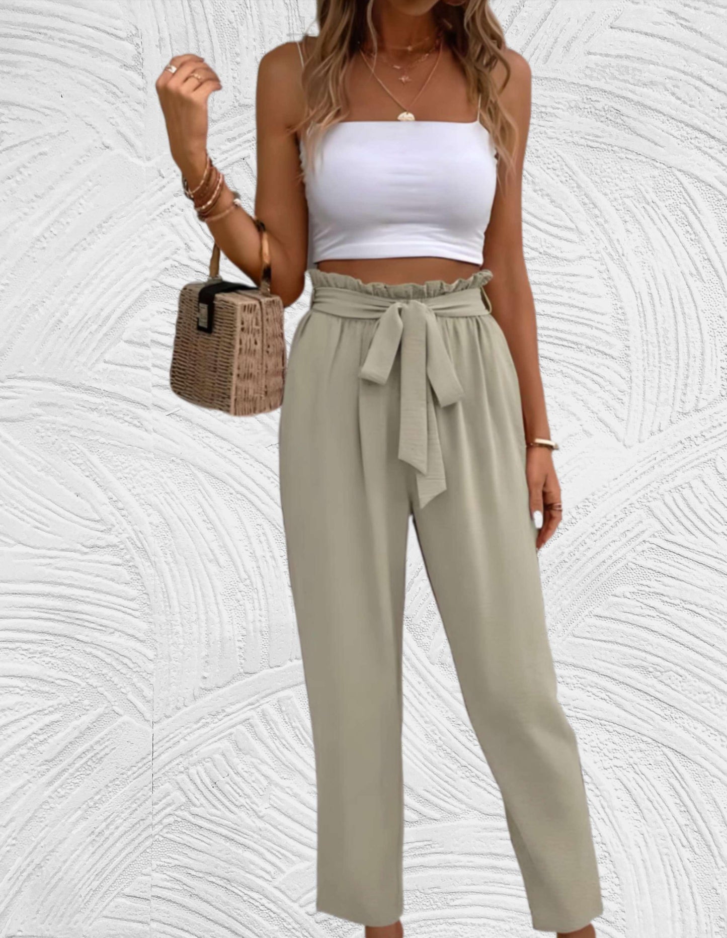 Jana - Hoge Taille Pantalon Broek met Verstelbare Band voor Dames