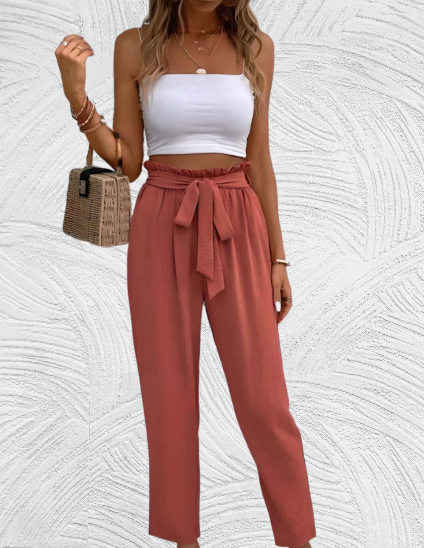 Jana - Hoge Taille Pantalon Broek met Verstelbare Band voor Dames