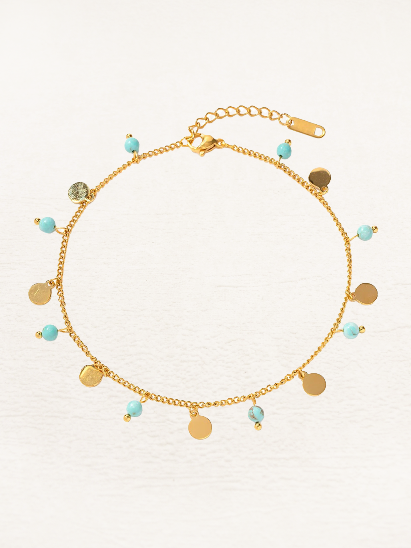 Maeve - Hangende Balletjes Enkelbandje Blauw Goud