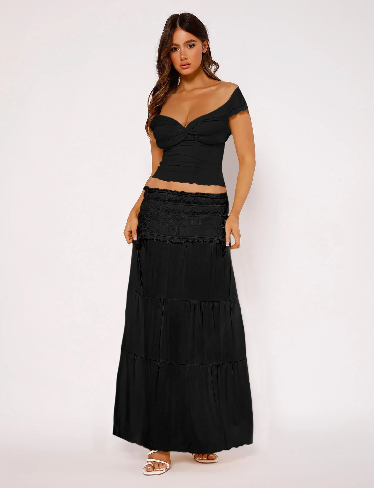 Luella - Textuur Gedraaide Top met Maxirok