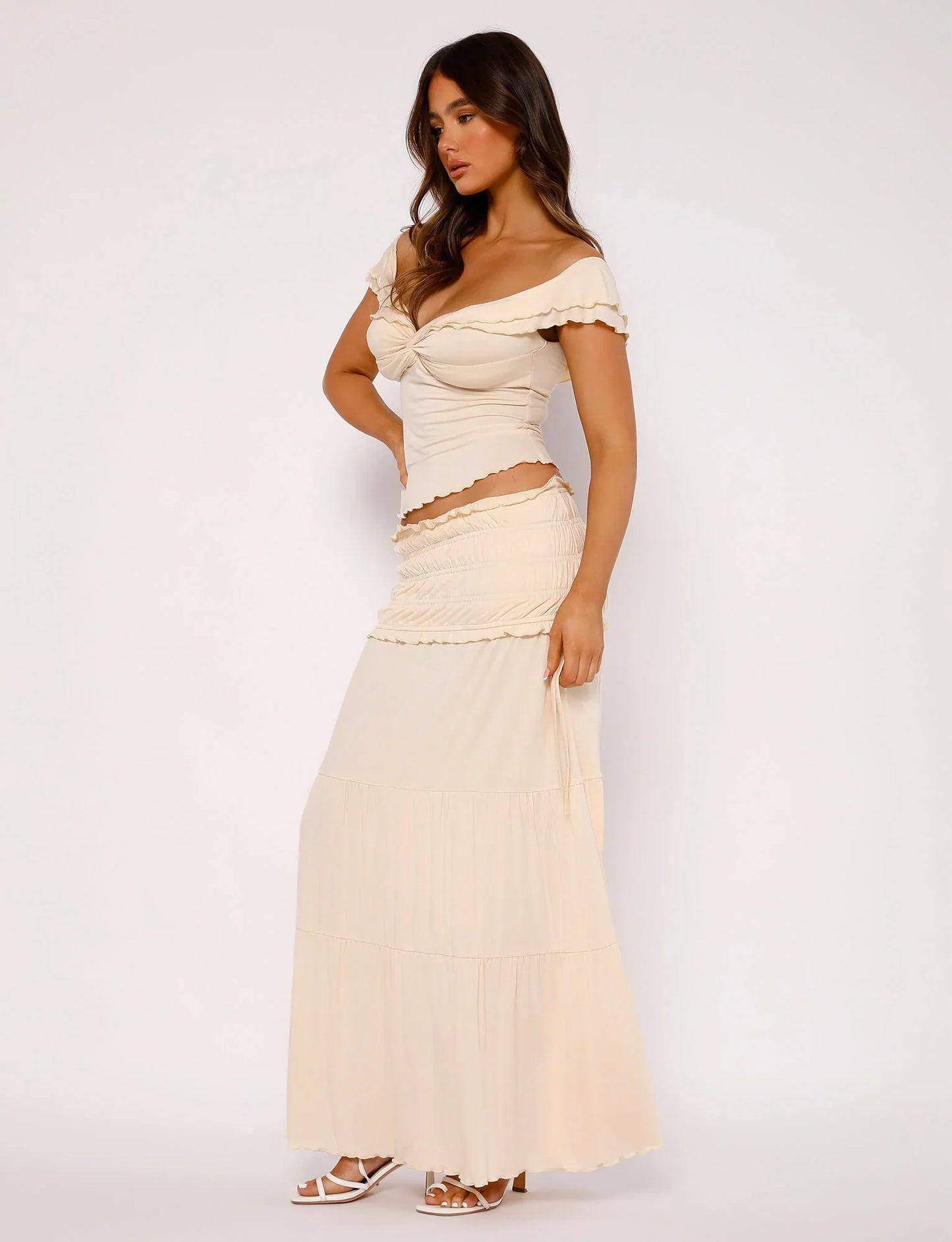Luella - Textuur Gedraaide Top met Maxirok