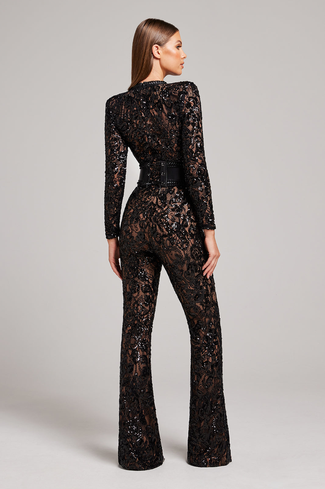 Roos - Elegante Jumpsuit met Lange Mouwen en Uitlopende Pijpen voor Dames