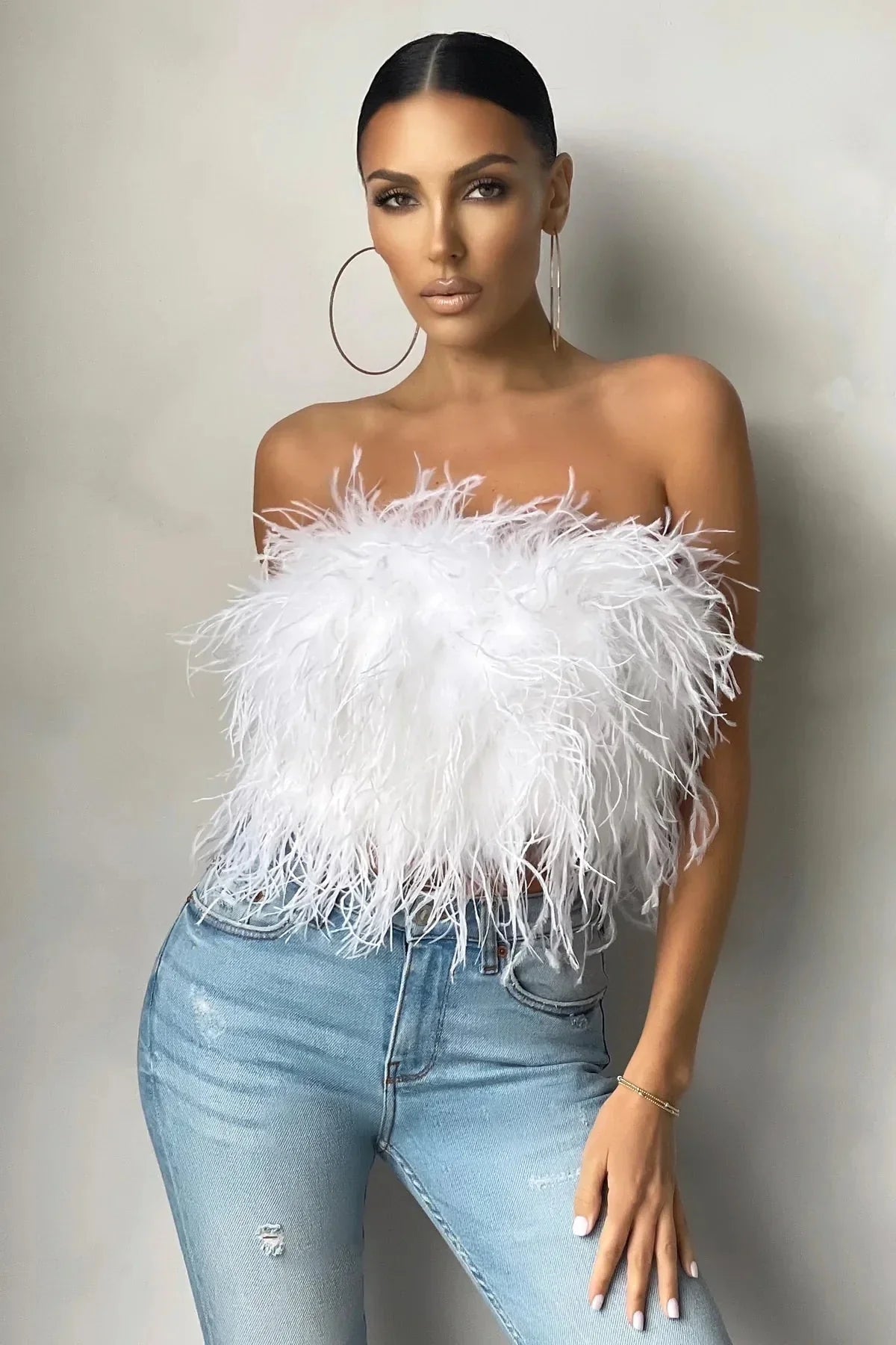 Noa Feather Top | Stijlvolle veren crop top is dé toptrend dit jaar