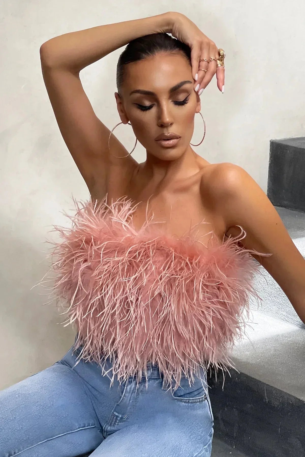 Noa Feather Top | Stijlvolle veren crop top is dé toptrend dit jaar