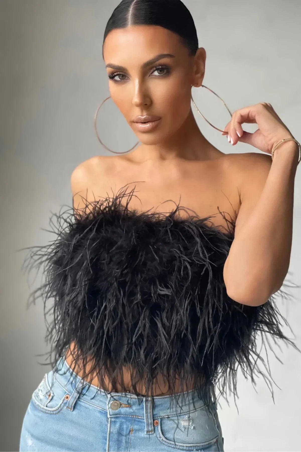 Noa Feather Top | Stijlvolle veren crop top is dé toptrend dit jaar
