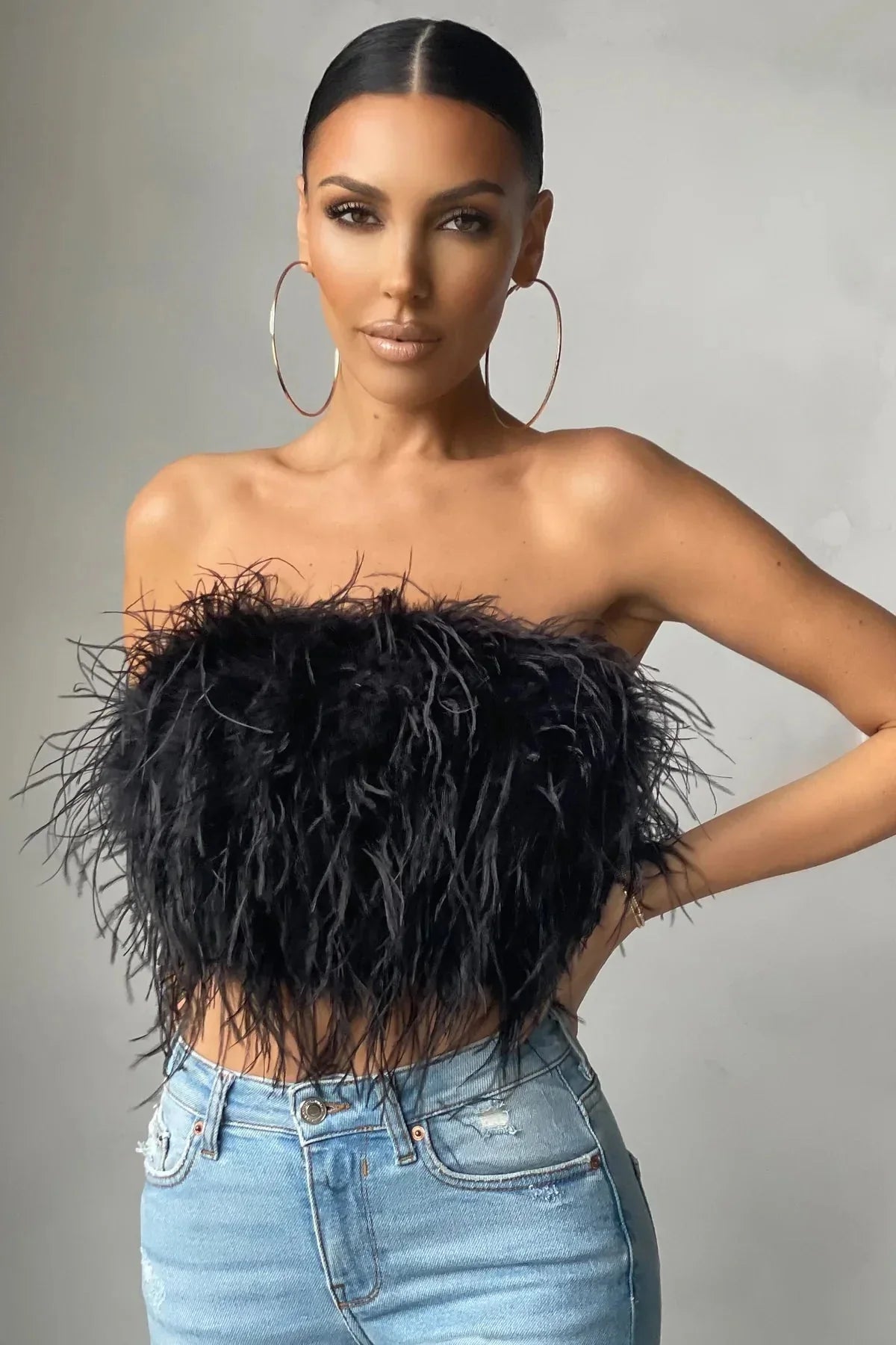 Noa Feather Top | Stijlvolle veren crop top is dé toptrend dit jaar