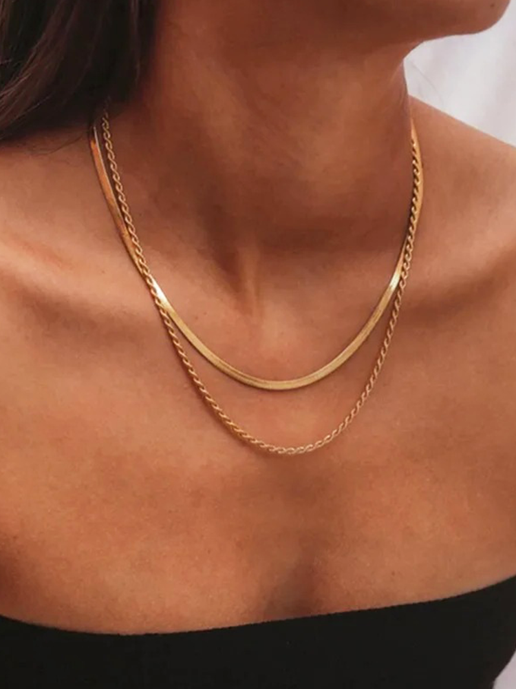 Ghislaine - Dubbel Gelaadge Ketting Goud