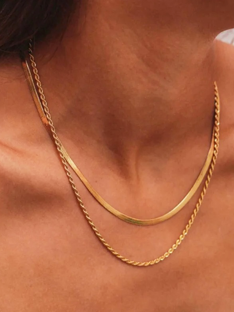 Ghislaine - Dubbel Gelaadge Ketting Goud