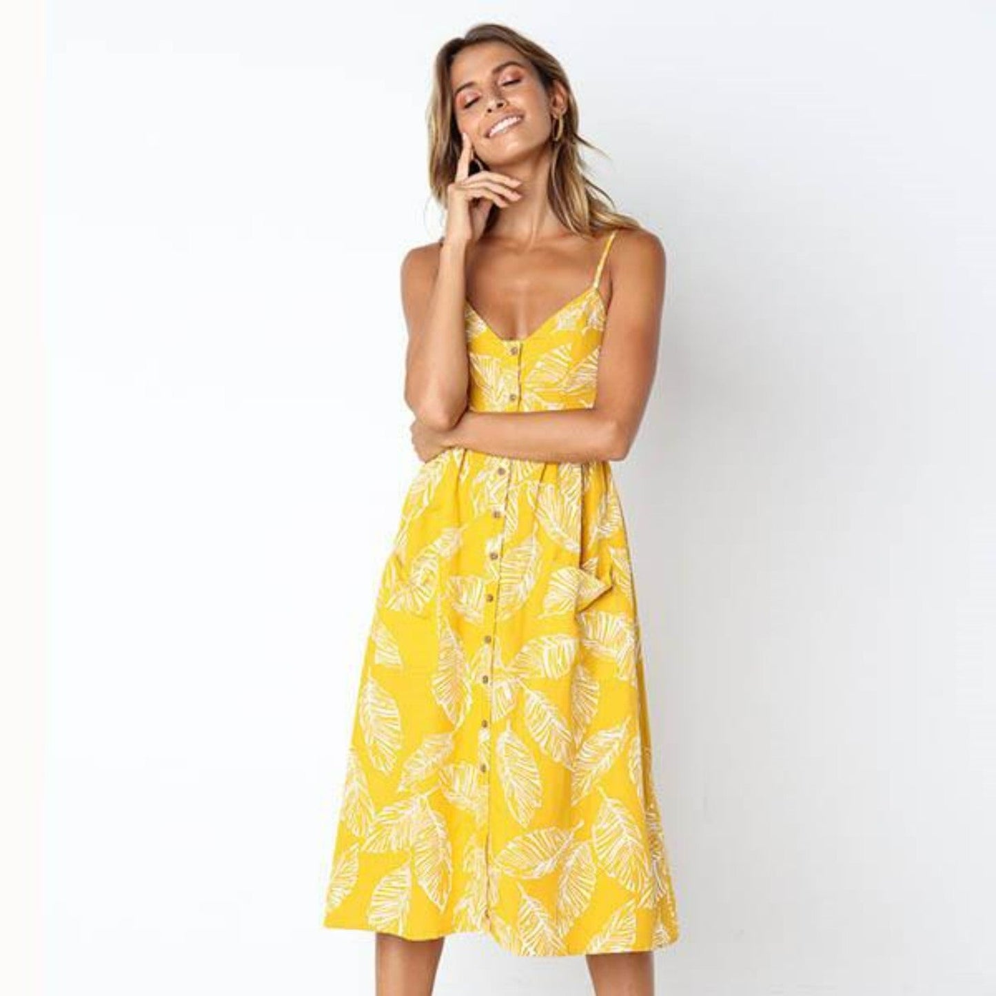 Florence - Elegante witte zomerjurk met V-hals