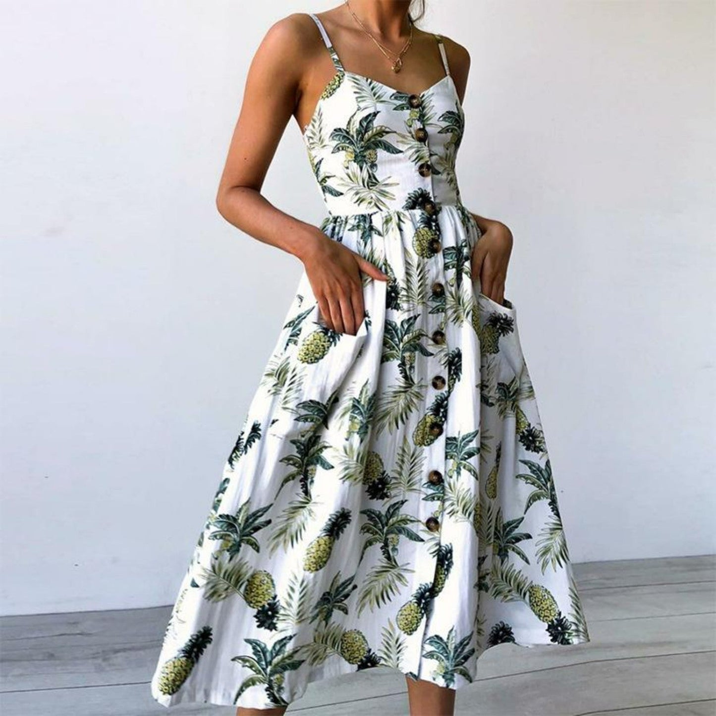 Florence - Elegante witte zomerjurk met V-hals