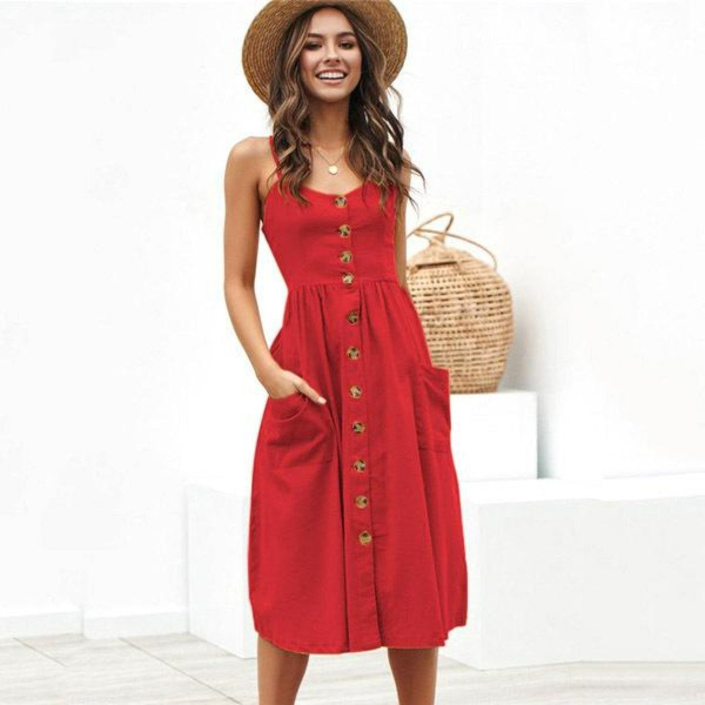 Florence - Elegante witte zomerjurk met V-hals