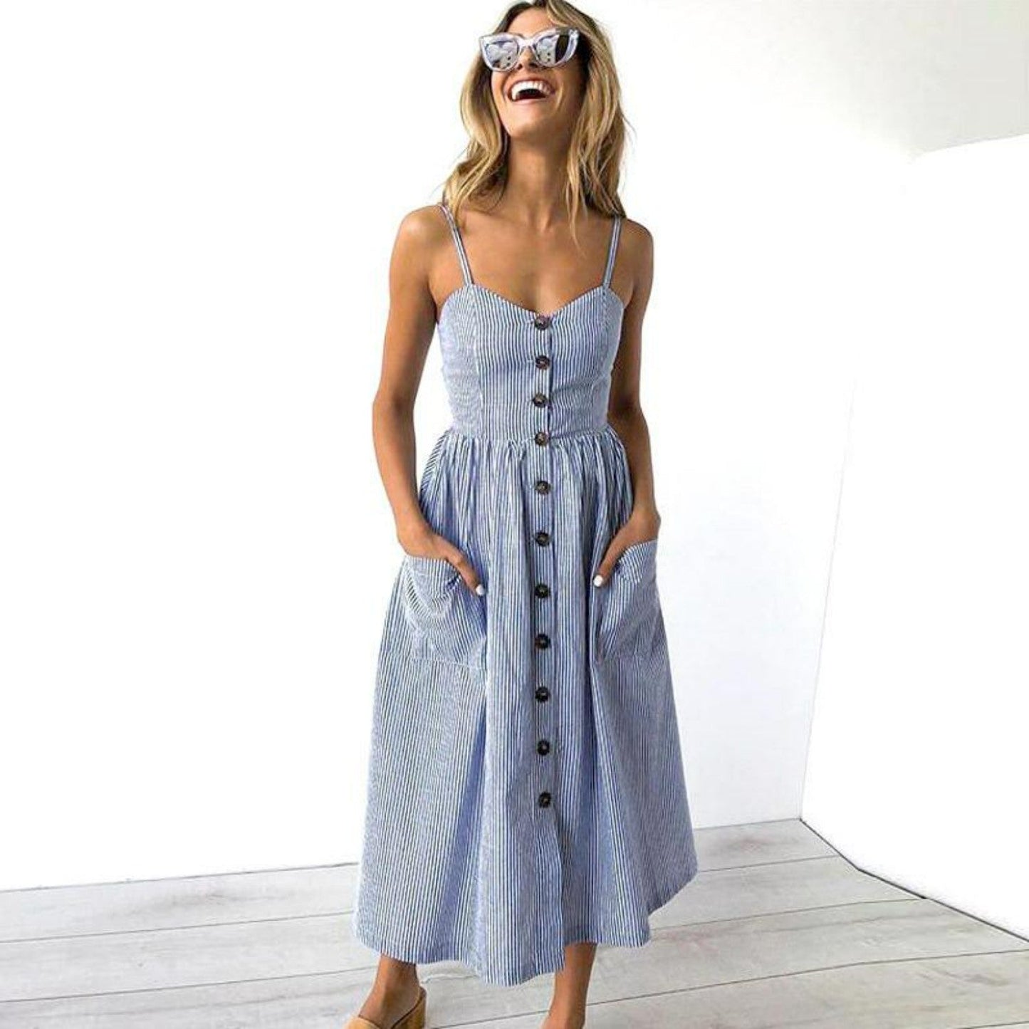 Florence - Elegante witte zomerjurk met V-hals