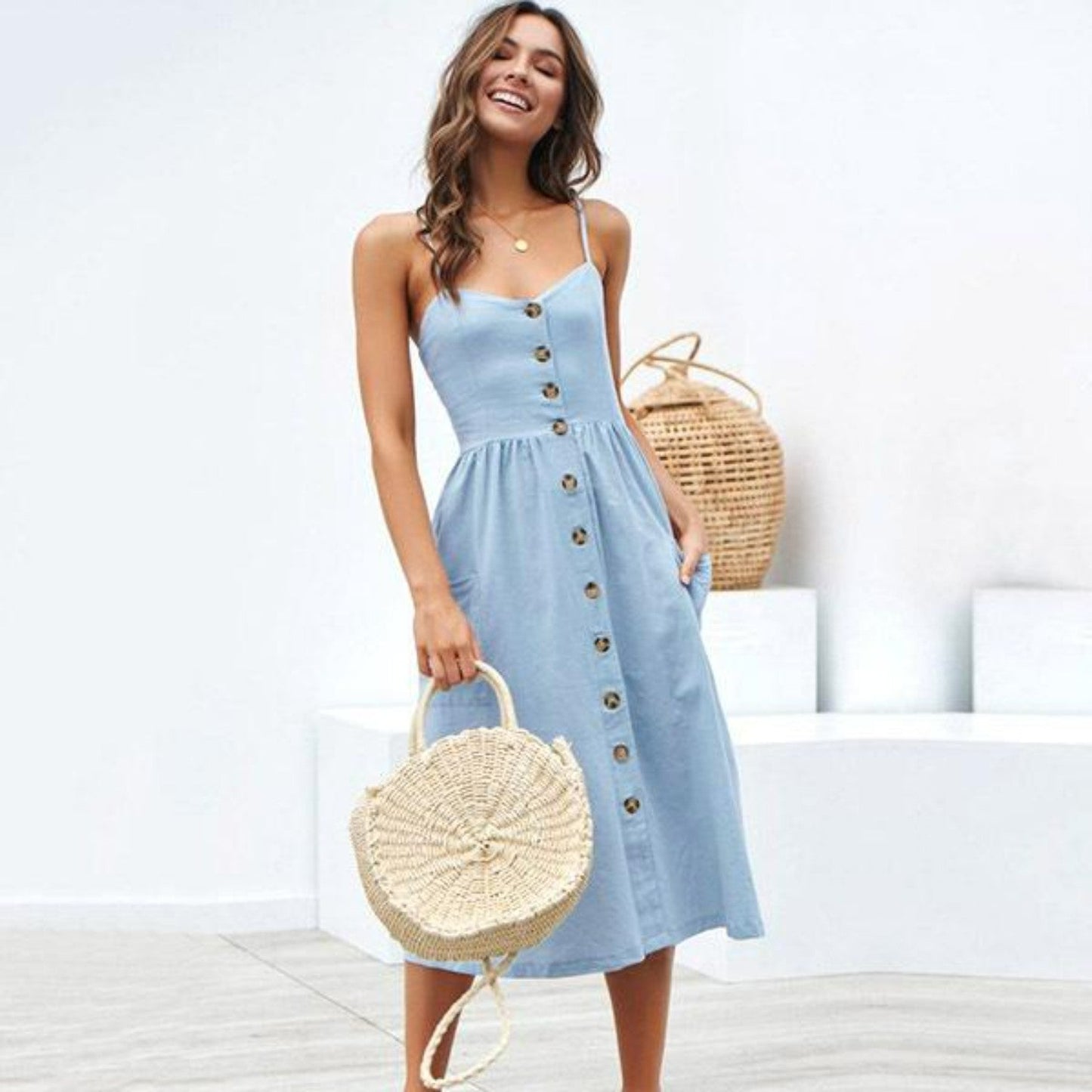 Florence - Elegante witte zomerjurk met V-hals