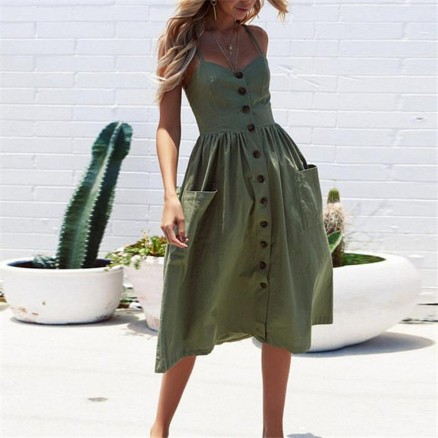 Florence - Elegante witte zomerjurk met V-hals