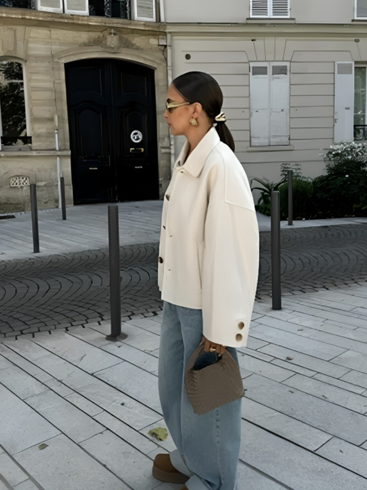 Nowi - Gewatteerde Jas Dames | Tussenjas Lente/Herfst | Jasje Met Knopen Vrouwen Beige