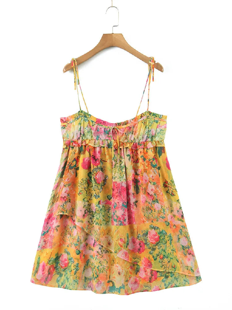 Ella - Mini Jurk met Bloemenprint en Schouderstrik