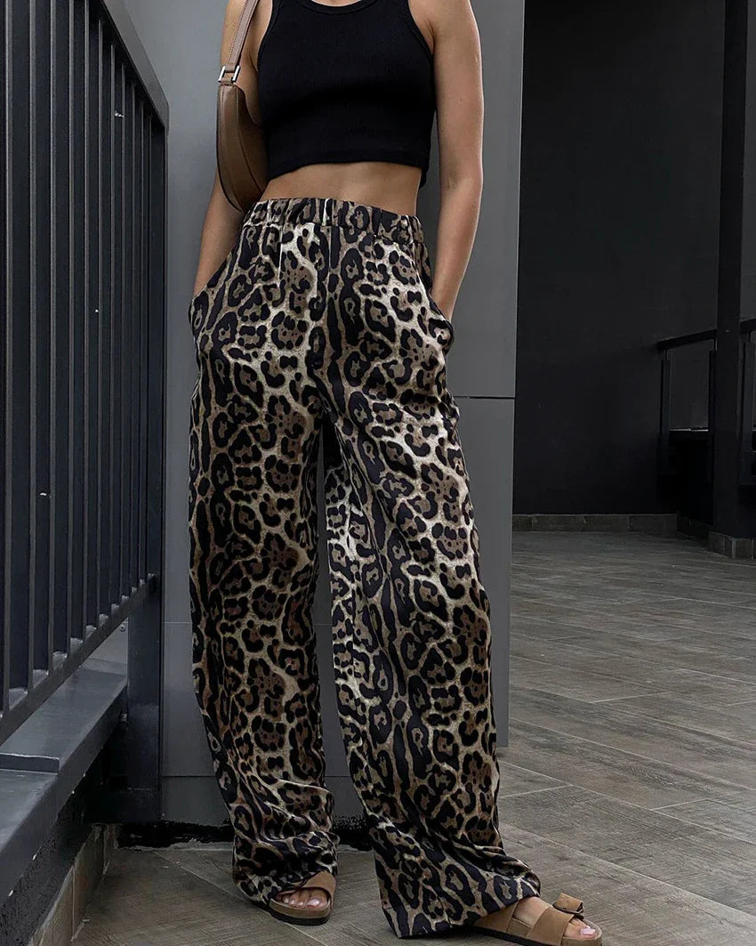 Chloe - Leopardprint Wijde Broek
