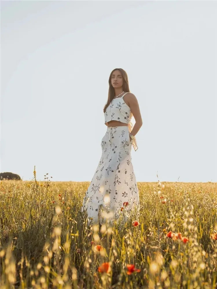 Lujza - Set van top en rok met bloemenprint