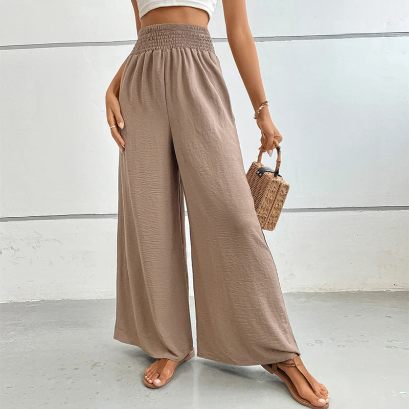 Eva - Linnen Elastische Hoge Taille Comfy Mode Flared broek