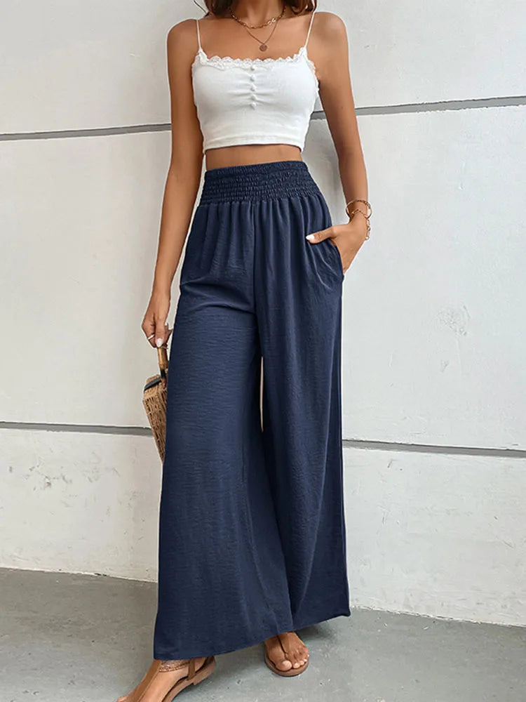 Eva - Linnen Elastische Hoge Taille Comfy Mode Flared broek
