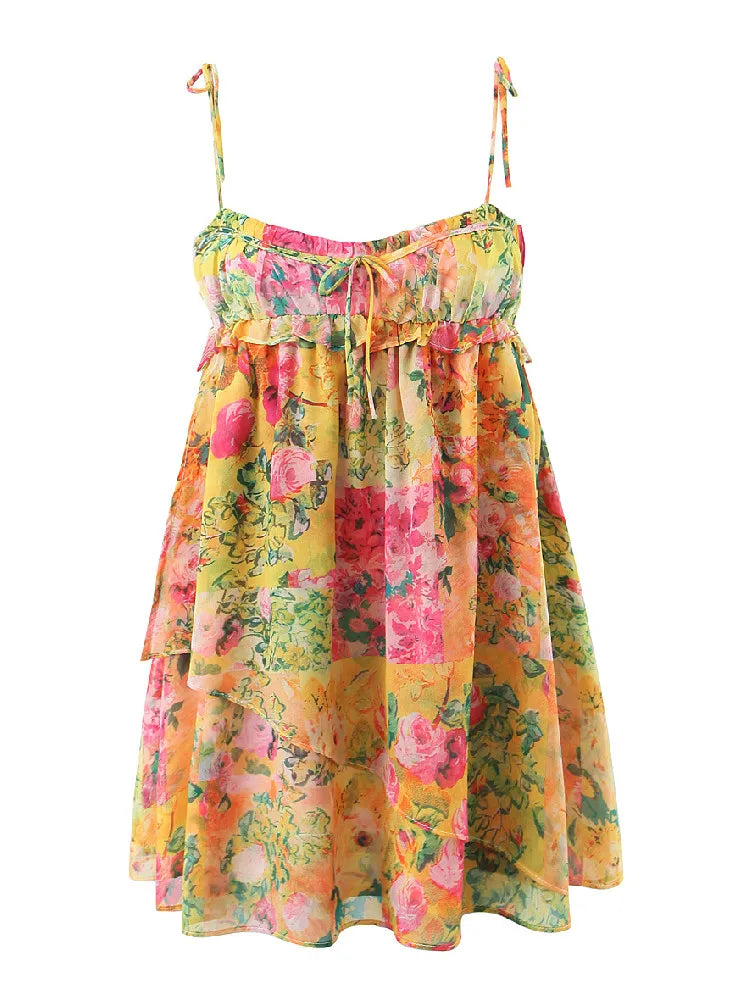 Ella - Mini Jurk met Bloemenprint en Schouderstrik