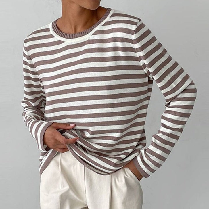 Maayke - Gestreepte Lange Mouwen Top